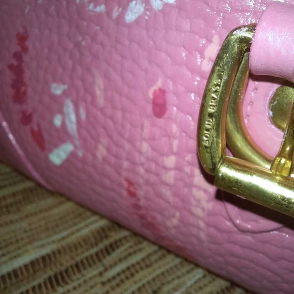 Dooney & Bourke Pink Carpet Bag Hand Painted Dooney Handbag Crossbody Vintage - Picture 10 of 16